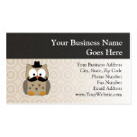 Búho con el bigote y el gorra plantillas de tarjetas personales