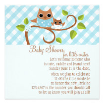 Búho de la mamá y del bebé invitaciones