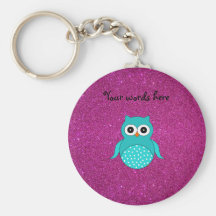 Búho de la turquesa lindo llaveros personalizados