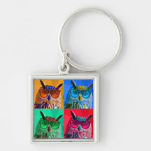 Búho del arte pop llavero personalizado