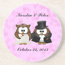 búho del boda posavasos personalizados