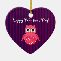 Búho del día de San Valentín feliz Adorno De Navidad