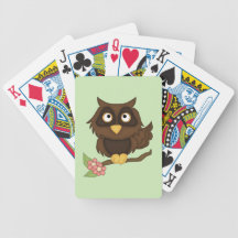Búho del dibujo animado (marrón) baraja cartas de poker