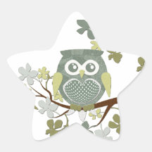 Búho del lunar en árbol calcomanías forma de estrellas personalizadas