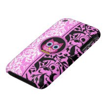 búho del modelo del damasco Case-Mate iPhone 3 carcasa