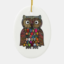 Búho del remiendo ornamento para arbol de navidad