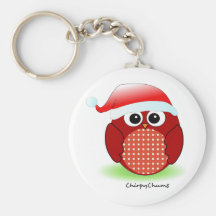 Búho del rojo del navidad llaveros