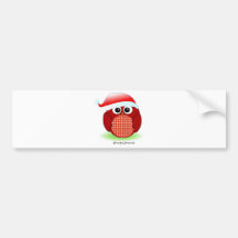 Búho del rojo del navidad pegatina de parachoque