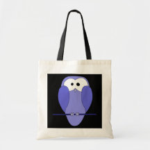 Búho en la noche. Azul, negro Bolsa Lienzo