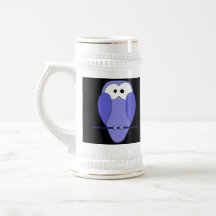 Búho en la noche. Azul, negro Tazas