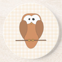 Búho lindo de Brown, fondo beige del control Posavasos Para Bebidas