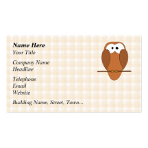 Búho lindo de Brown, fondo beige del control Plantillas De Tarjeta De Negocio