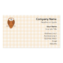 Búho lindo de Brown, fondo beige del control Plantillas De Tarjetas Personales