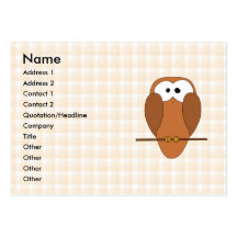 Búho lindo de Brown, fondo beige del control Plantillas De Tarjetas Personales