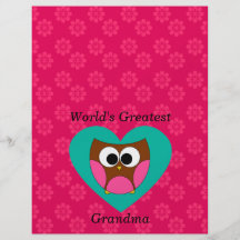 Búho lindo de la abuela más grande del mundo tarjetón