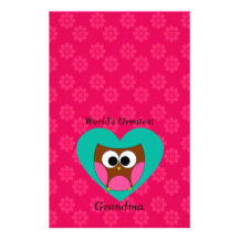 Búho lindo de la abuela más grande del mundo papelería personalizada