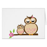 Búho lindo de la mamá y del bebé tarjetas