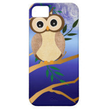 Búho lindo de la medianoche del dibujo animado iPhone 5 fundas