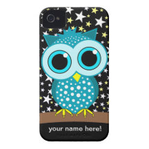 búho lindo de la turquesa iPhone 4 Case-Mate fundas