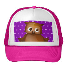 Búho lindo en fondo del modelo de Purple Heart Gorros Bordados