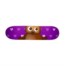 Búho lindo en fondo del modelo de Purple Heart Patines Personalizados