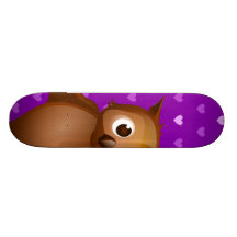 Búho lindo en fondo del modelo de Purple Heart Monopatines Personalizados
