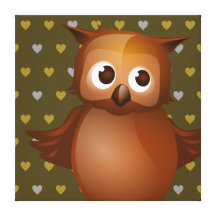 Búho lindo en fondo del modelo del corazón de Brow Lienzo Envuelto Para Galerias