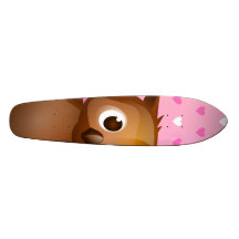 Búho lindo en fondo rosado del modelo del corazón monopatin personalizado