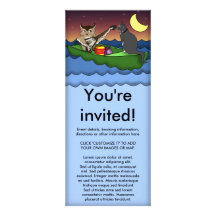 Búho más el minino, invitación skiny