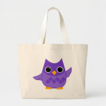 Búho púrpura bolsa lienzo
