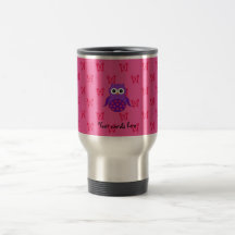 Búho púrpura lindo taza
