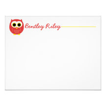 Búho rojo Notecard plano Invitacion Personal