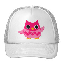 Búho rosado brillante gorras de camionero