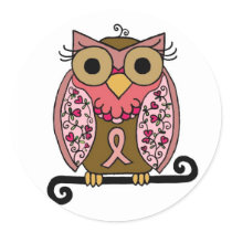 Búho rosado de la cinta pegatinas