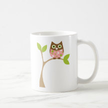 Búho rosado del bebé taza