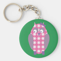 Búho rosado llavero personalizado
