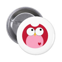 Búho rosado y rojo del dibujo animado pin