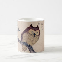 Búho sonriente japonés lindo taza de café