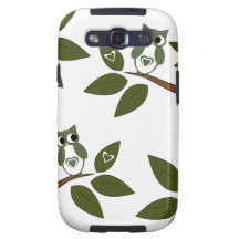 Búho verde del amor en árbol galaxy SIII cobertura