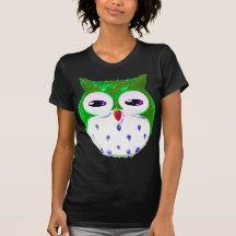 Búho verde lindo del bebé camisetas