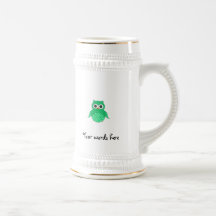 Búho verde lindo tazas de café