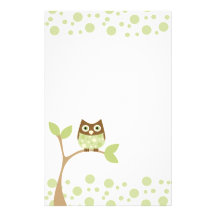 Búho verde suave del bebé  papeleria
