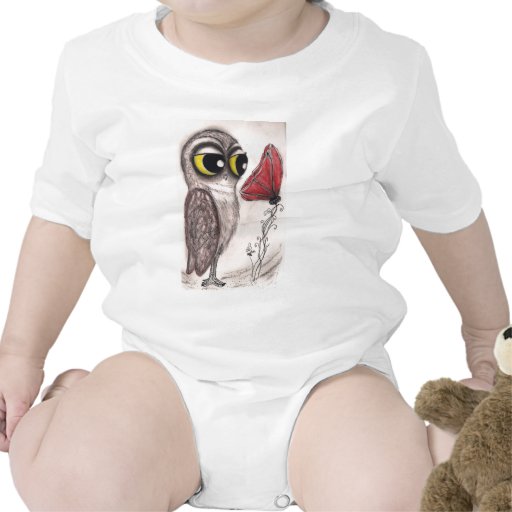 Búho y la amapola roja trajes de bebé