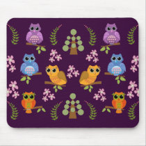 Búhos, árboles y flores lindos Mousepad alfombrillas de raton 