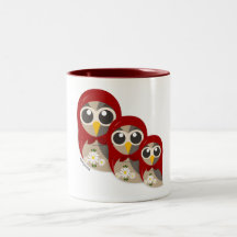 Búhos de Matryoshka Taza