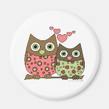 Búhos del amor imán de nevera