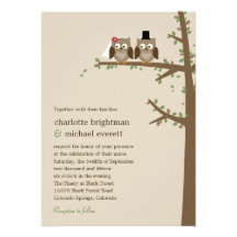 Búhos del amor que casan la invitación