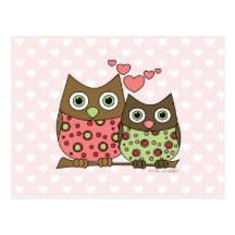 Búhos del amor tarjeta postal