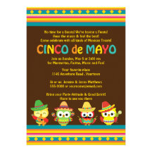 Búhos del mexicano de Cinco de Mayo Invitaciones Personales