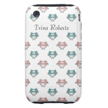 Búhos en colores pastel lindos iPhone 3 tough fundas